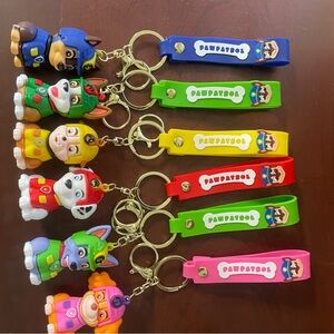 Paw Patrol Colorful Keychain Set - Blue, Green, Yellow, Red, Pink